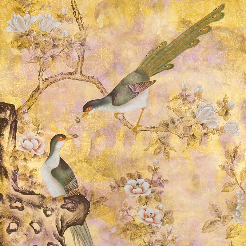   Japanese Garden Original colourway on Deep Rich Gold gilded paper with bronze pearlescent antiquing   -- | Loft Concept 