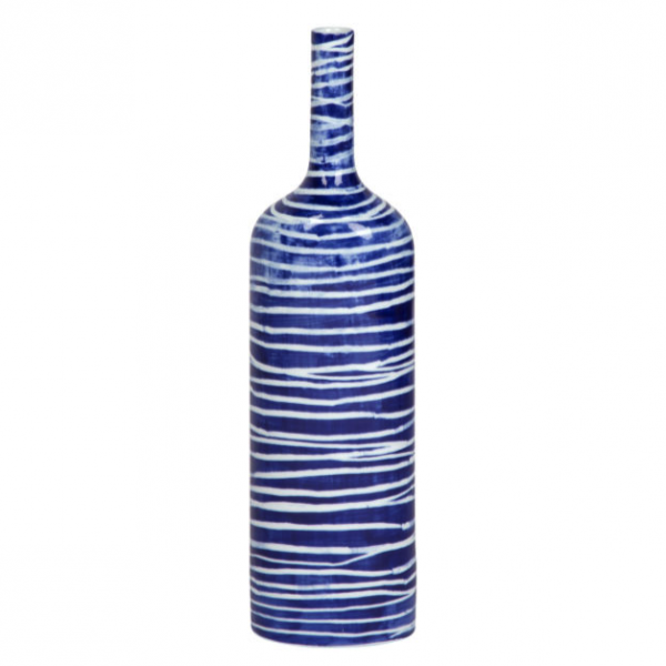 Ваза blue & white ornament Striped Bottle Синий Белый в Ростове-на-Дону | Loft Concept 