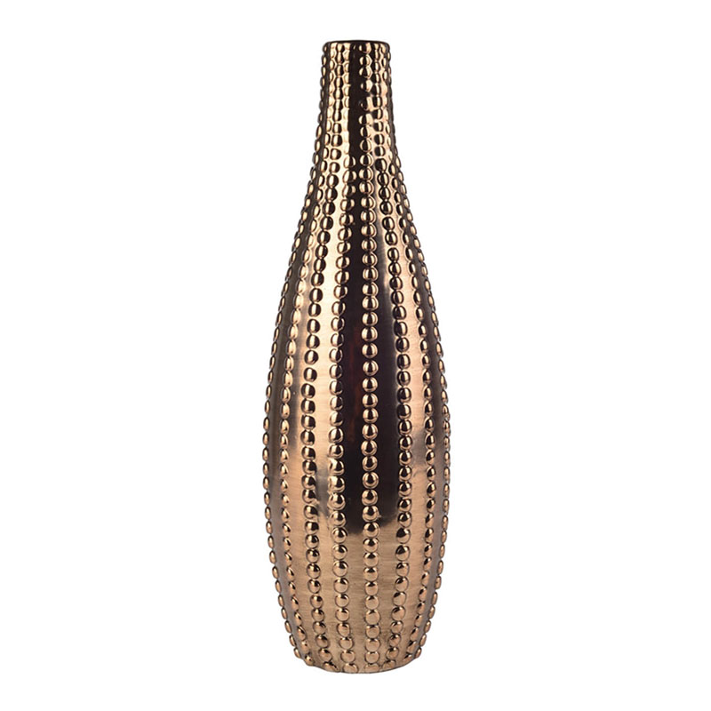 Ваза Ribbed Vase Narrow Throat bronze-gold 34  в Ростове-на-Дону | Loft Concept 