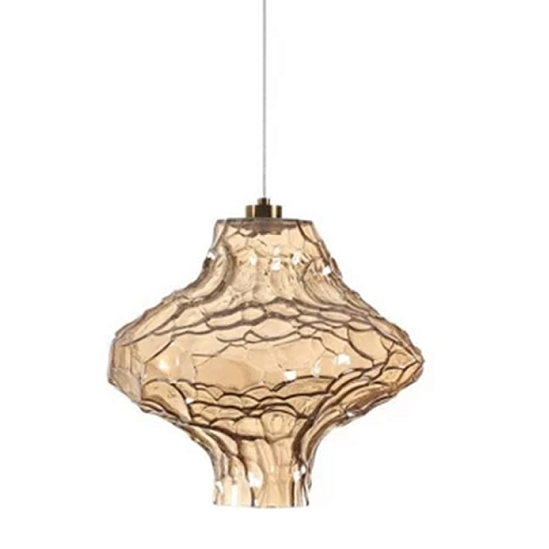 Подвесной светильник с плафоном из фактурного светло-янтарного стекла Light Ensemble Янтарный Бронза в Ростове-на-Дону | Loft Concept 