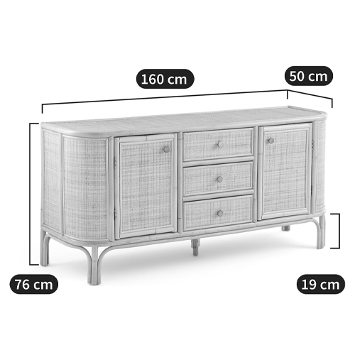 Длинный комод из ротанга с дверцами и ящиками Simone Rattan Chest of Drawers в Ростове-на-Дону