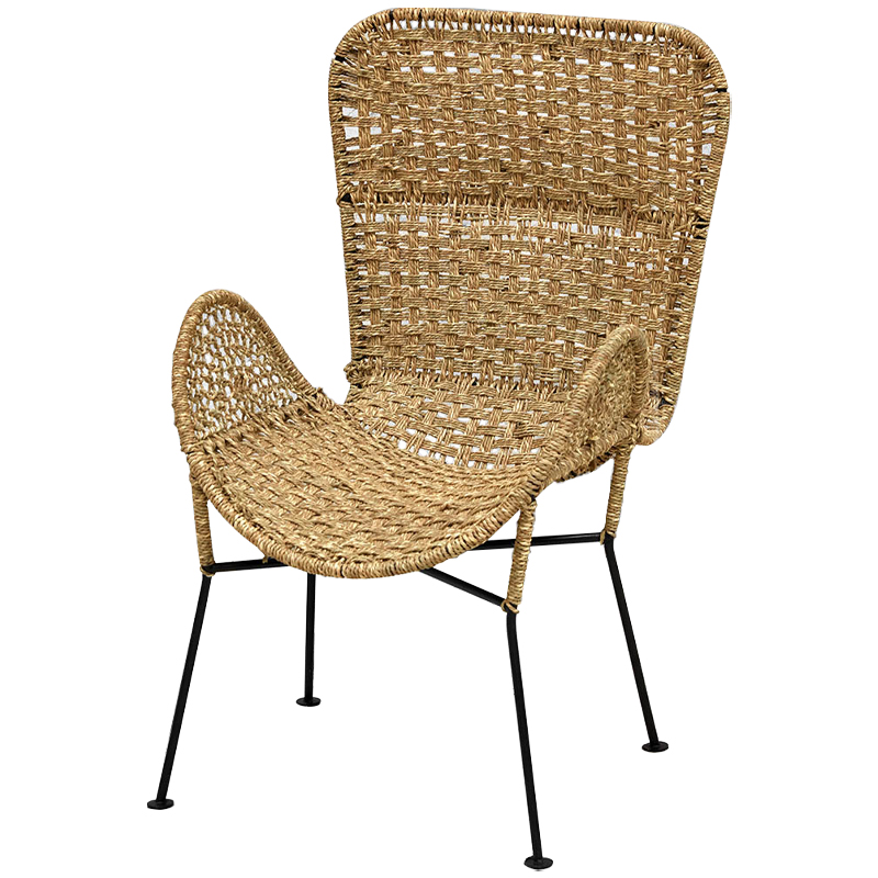 Плетеный стул на металлических ножках Tong Wicker Chair Коричневый Черный в Ростове-на-Дону | Loft Concept 