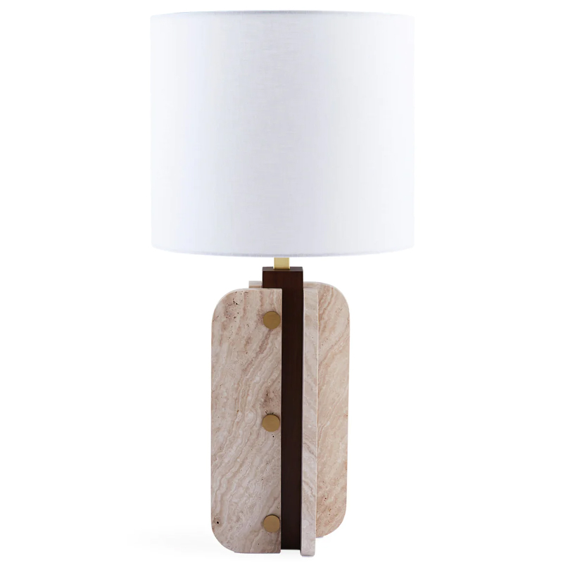 Настольная лампа TOPANGA COLUMN TABLE LAMP Белый Латунь Коричневый Бежевый в Ростове-на-Дону | Loft Concept 