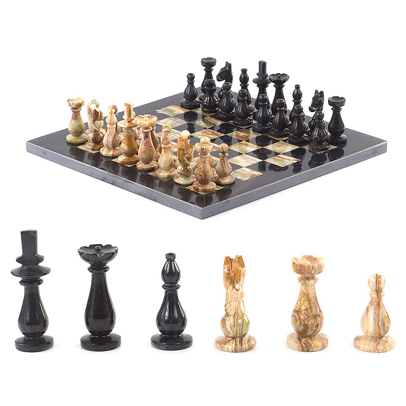 Шахматы настольные из натурального камня Оникс Decorative Thematic Chess Черный Оранжевый в Ростове-на-Дону | Loft Concept 