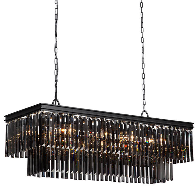  Odeon Gray glass Rectangular Chandelier Black iron     120    -- | Loft Concept 