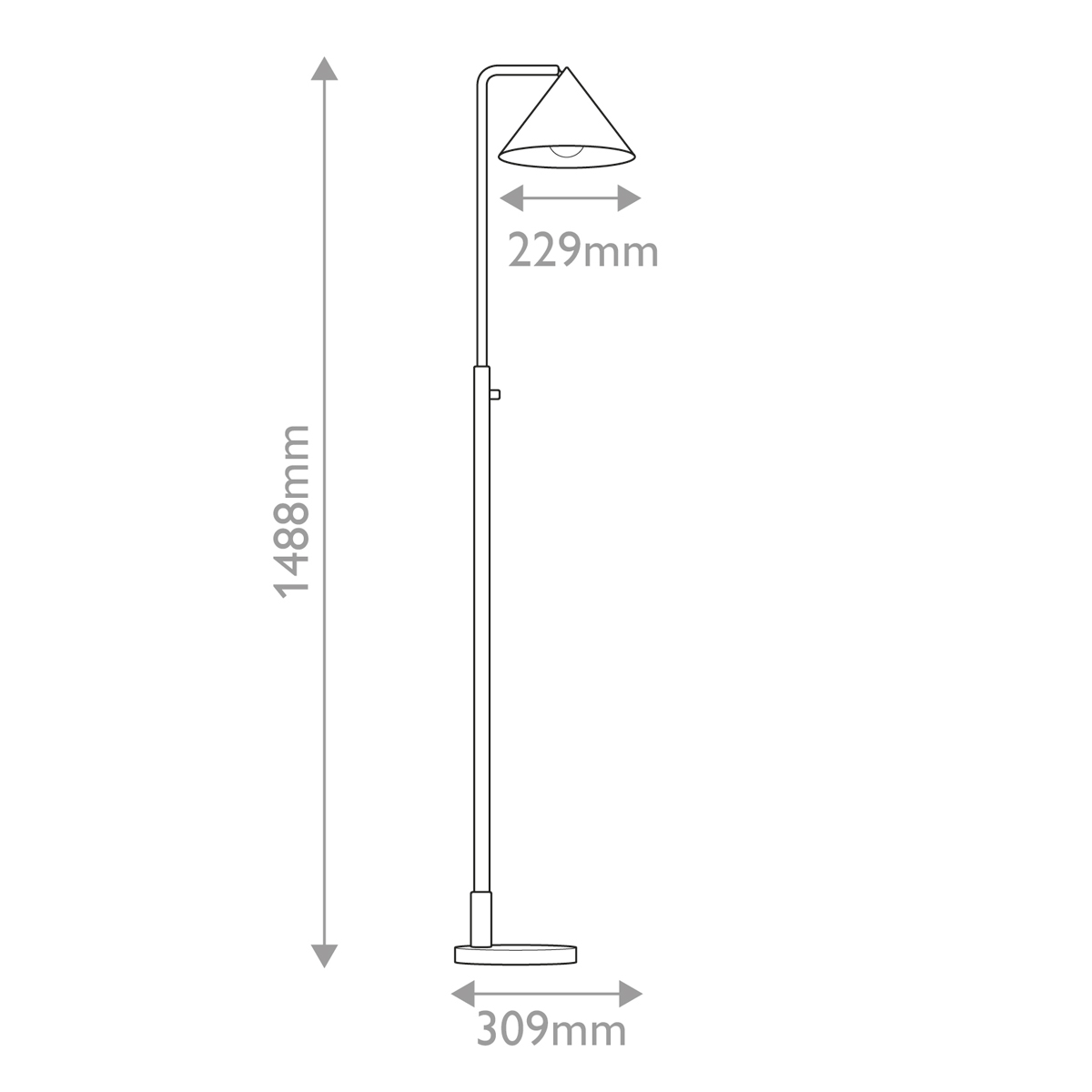 Торшер золотого цвета с плафоном в форме конуса и тонкой высокой стойкой на круглом основании Alora Mood в Ростове-на-Дону