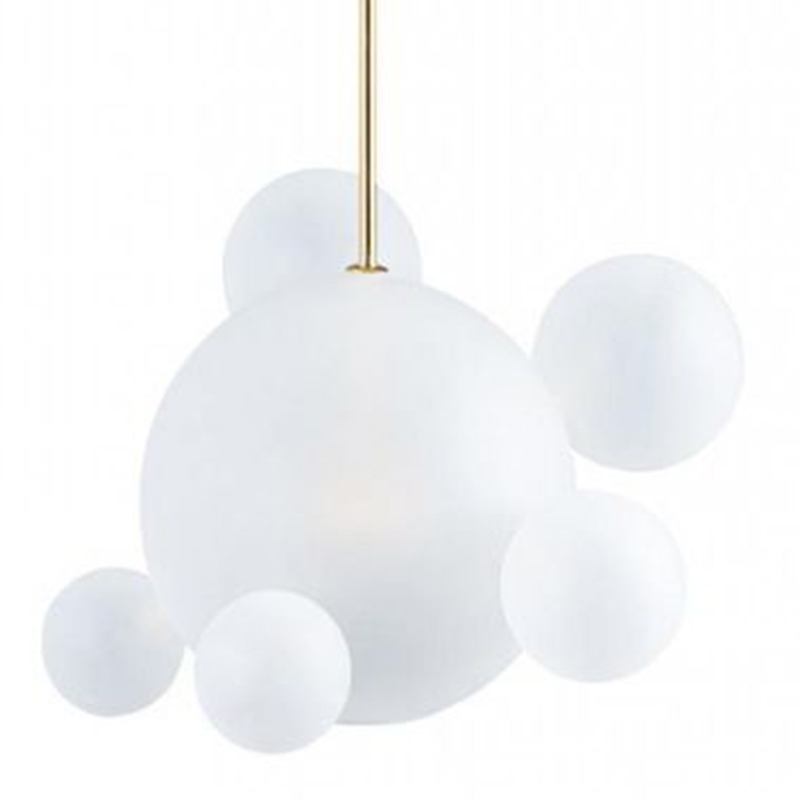 Светильник Giopato & Coombes Bollr Pendant 6 BUBBLE LAMP матовое белое стекло Белый Золотой в Ростове-на-Дону | Loft Concept 