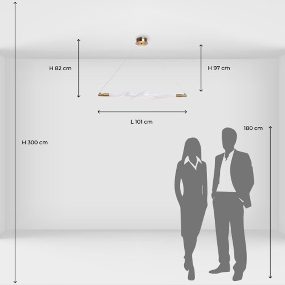 Люстра горизонтальная с волнистым белым плафоном Golden Swirl в Ростове-на-Дону