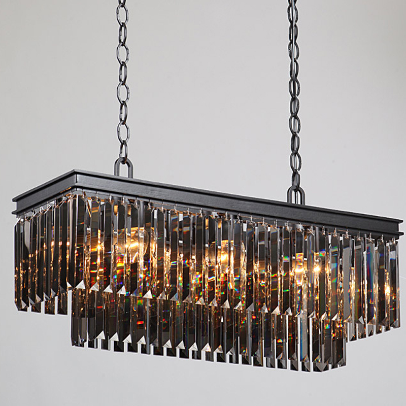  Odeon Gray glass Rectangular Chandelier Black iron     80    -- | Loft Concept 