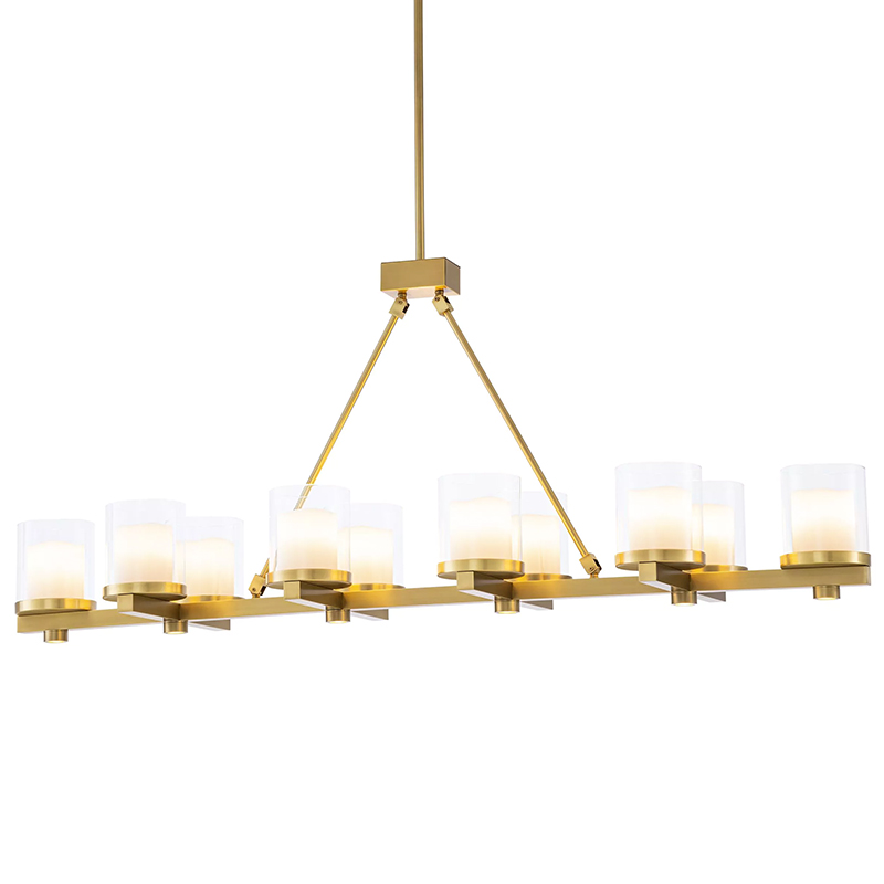 Люстра Eichholtz Chandelier Donovan Brass Латунь Белый Прозрачное Стекло в Ростове-на-Дону | Loft Concept 