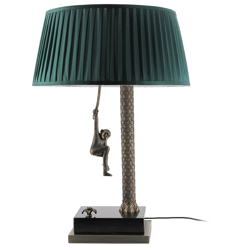 Настольная лампа Джунгли Table Lamp Jungle Emerald Латунь Античная полированная Черный Мрамор Nero Изумрудный в Ростове-на-Дону | Loft Concept 