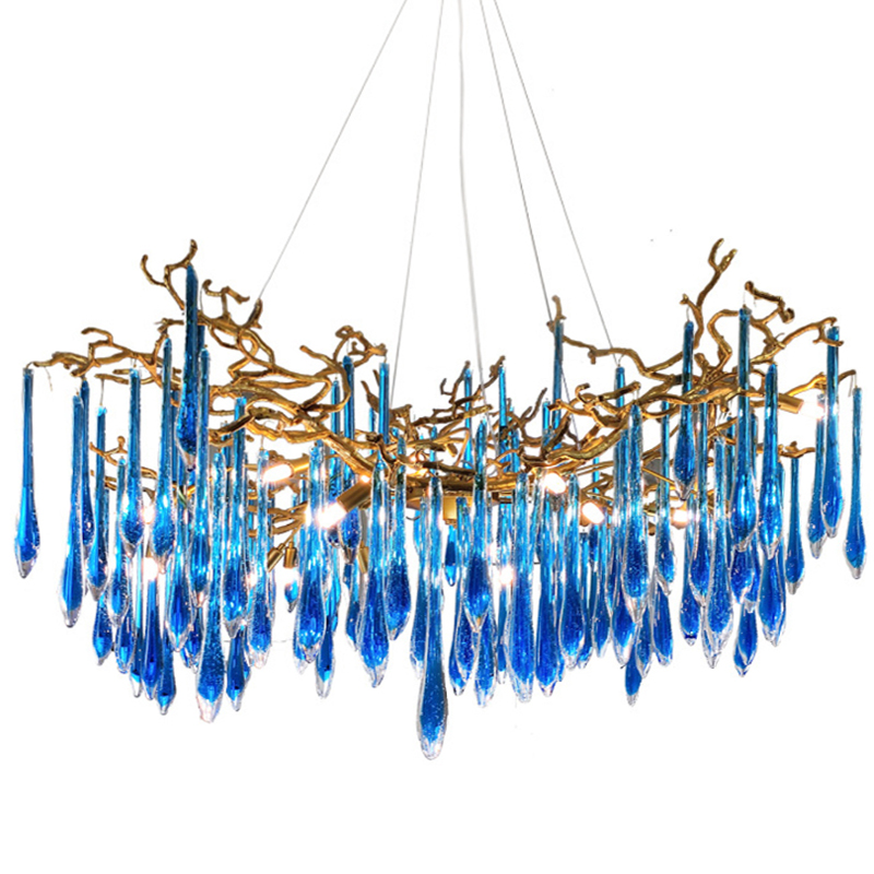 Люстра Blue Fountain Chandelier  Золотой Синий в Ростове-на-Дону | Loft Concept 