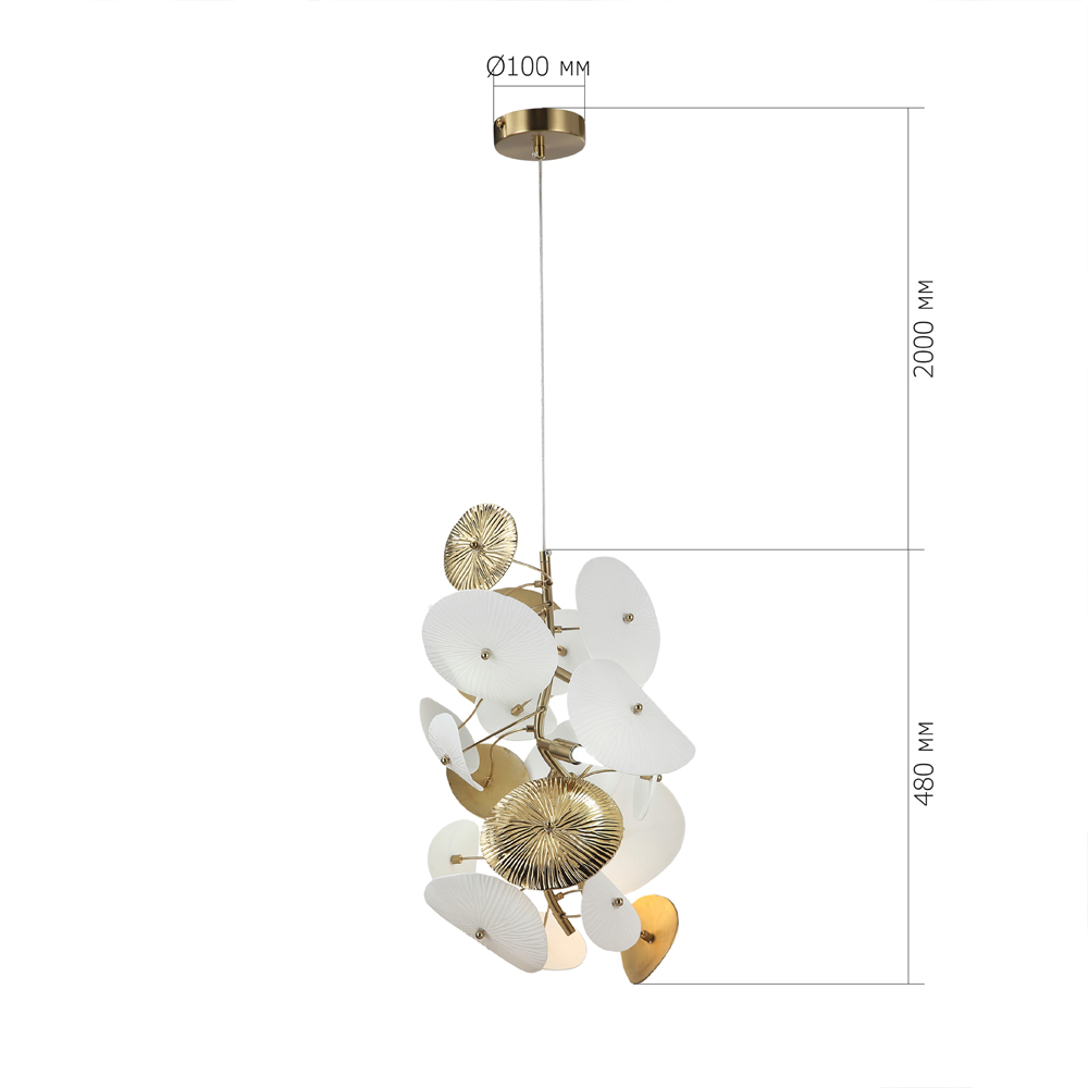 Подвесной светильник с белыми и золотистыми цветами Dahlia Flowers Lamp в Ростове-на-Дону