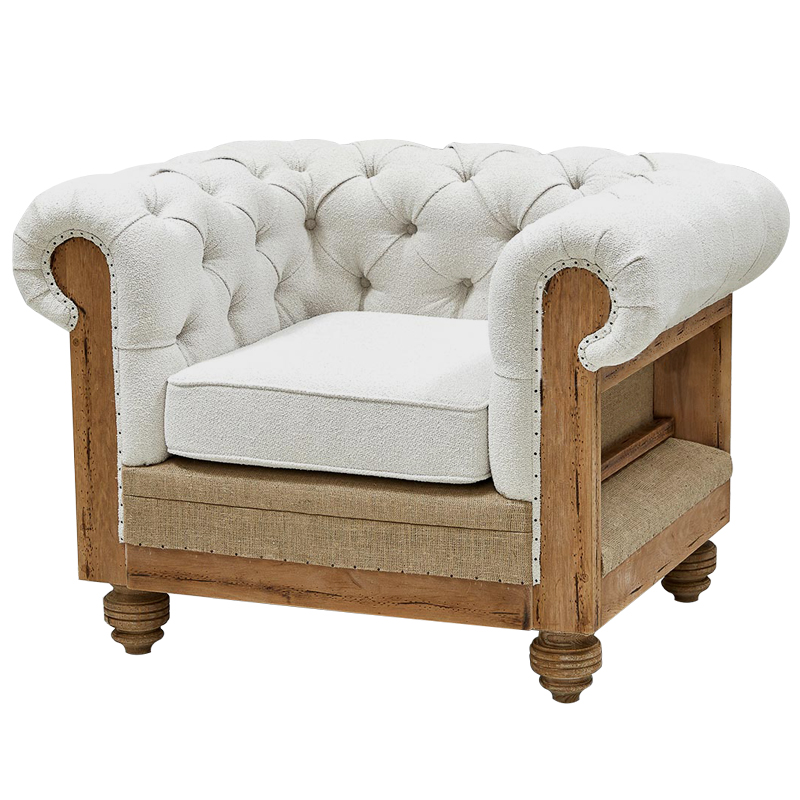  Deconstructed Chesterfield Armchair White Boucle    -- | Loft Concept 