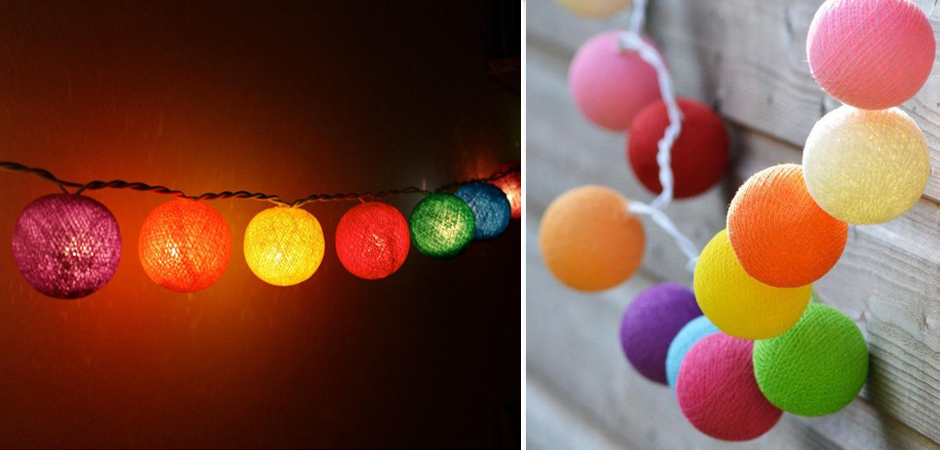 Гирлянда хлопковые фонарики Сotton Ball Rainbow - Loft-Concept в Ростове-на-Дону