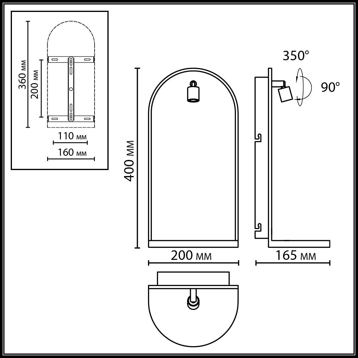 Настенный светильник зеленого цвета с черной рамкой овальной формы с полкой Herbarium  в Ростове-на-Дону
