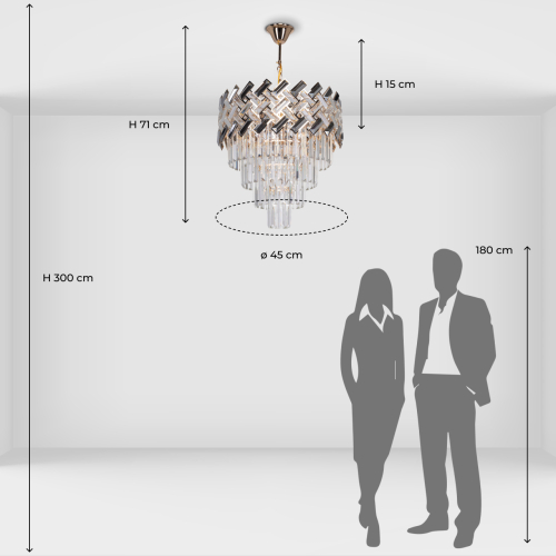 Люстра многоярусная с переплетенными металлическими элементами черного и золотого цвета и прозрачными хрустальными подвесками Empire Chandelier Crystal в Ростове-на-Дону