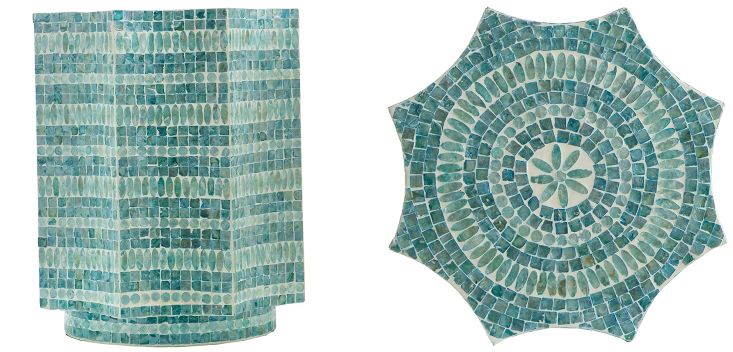 Приставной стол Erricos Инкрустация ракушками устриц - фото