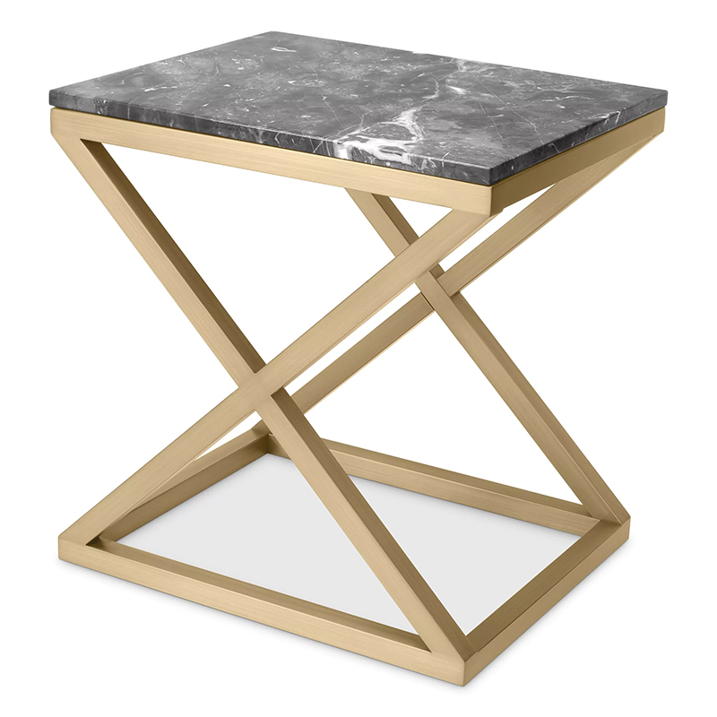 Приставной стол Eichholtz Side Table Criss Cross Латунь Серый в Ростове-на-Дону | Loft Concept 