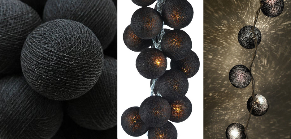 Гирлянда хлопковые фонарики Сotton Ball Ice Black - Loft-Concept в Ростове-на-Дону