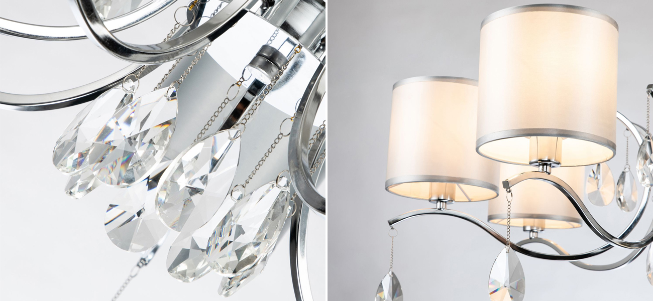 Люстра цвета хром с хрустальным декором Tendril 7 ламп - фото