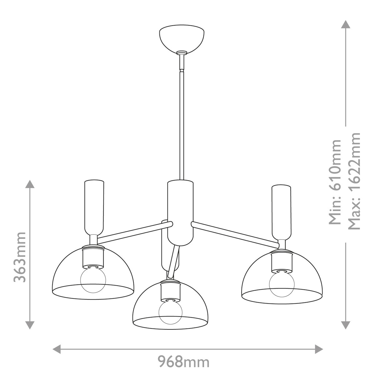 Люстра с 3-мя прозрачными полусферическими плафонами из стекла Alora Mood в Ростове-на-Дону