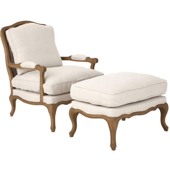    Chantal French living room set chair and pouf ivory (   )    -- | Loft Concept 