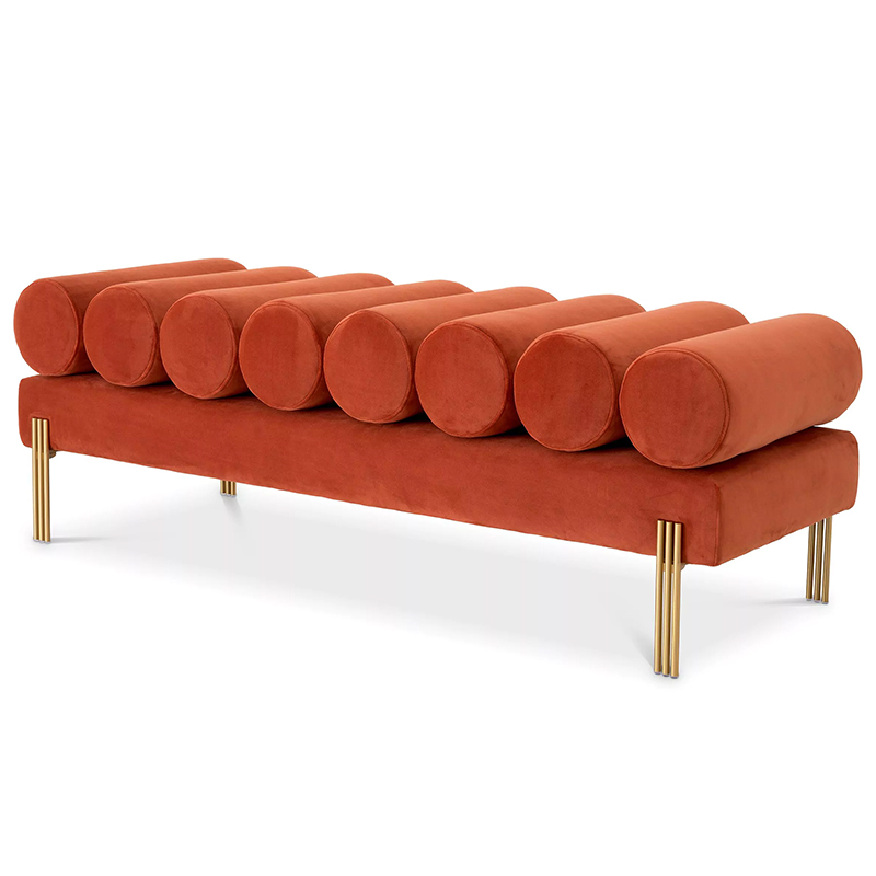 Банкетка Eichholtz Bench Oxley Orange Оранжевый Латунь в Ростове-на-Дону | Loft Concept 