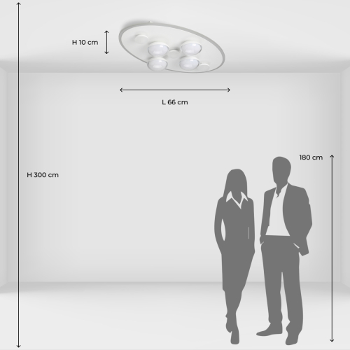 Потолочный светильник овальной формы белого цвета с 7-ю лампами Lunar Pebbles в Ростове-на-Дону