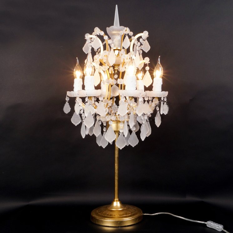   19TH C. ROCOCO IRON & White Matt CRYSTAL Table Lamp    -- | Loft Concept 