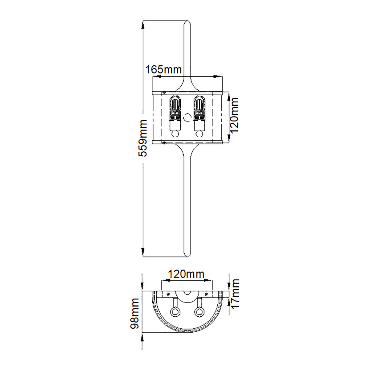 Бра вертикальное с белым полукруглым плафоном и длинным стержнем S Kichler в Ростове-на-Дону