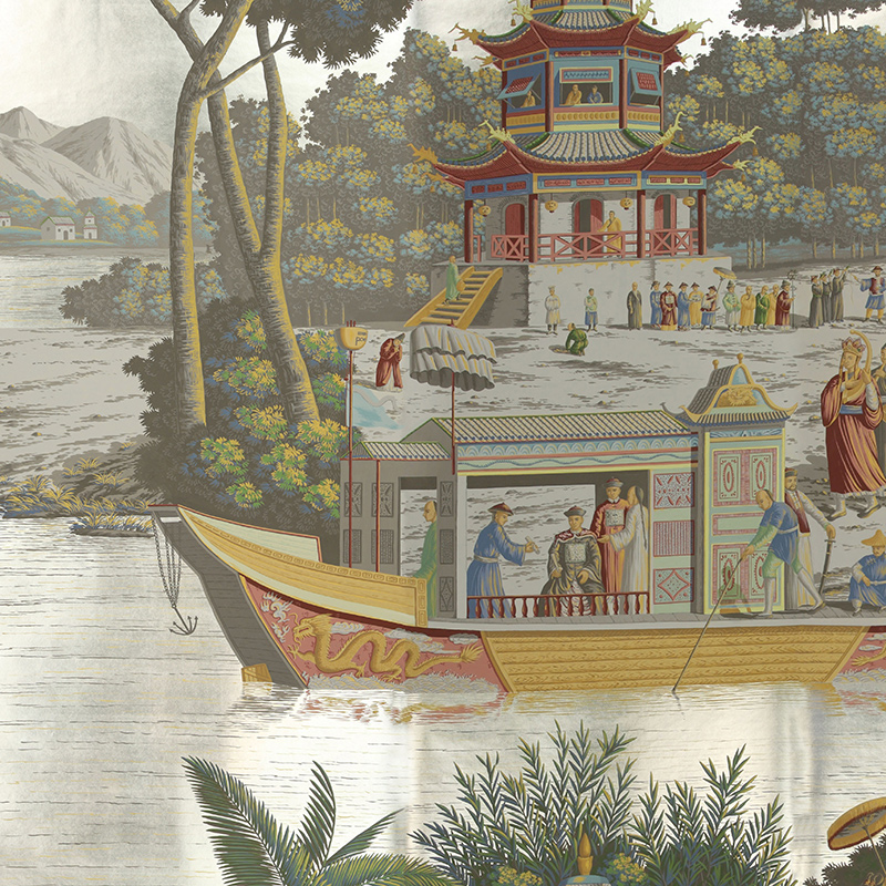    Procession Chinoise Special Colourway on White Metal gilded paper   -- | Loft Concept 