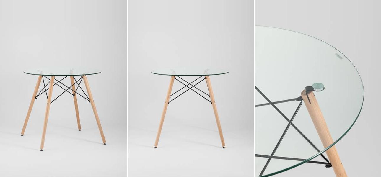 Стол обеденный круглый Paolini стеклянная столешница - фото