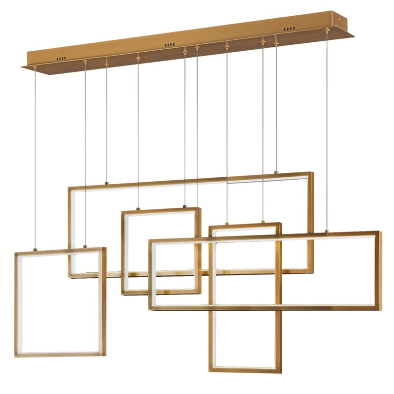  Rectangle Geometry Chandelier Gold 5   -- | Loft Concept 