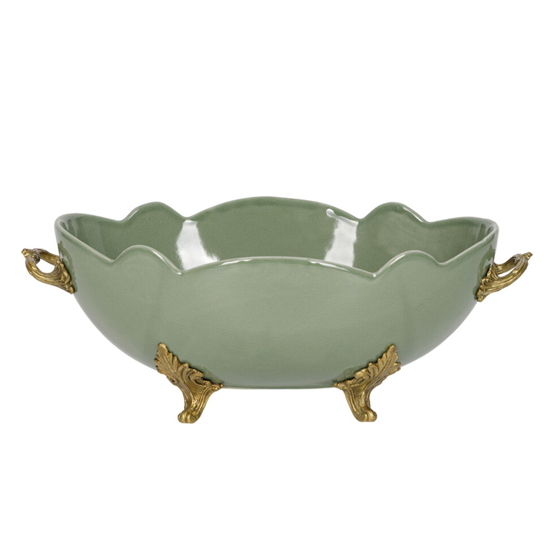 Чаша зеленого цвета из фарфора с волнообразным краем Eden Garden porcelain and bronze Зеленый Бронза Чаша зеленого цвета из фарфора с волнообразным краем Eden Garden porcelain and bronze Зеленый Бронза в Ростове-на-Дону | Loft Concept