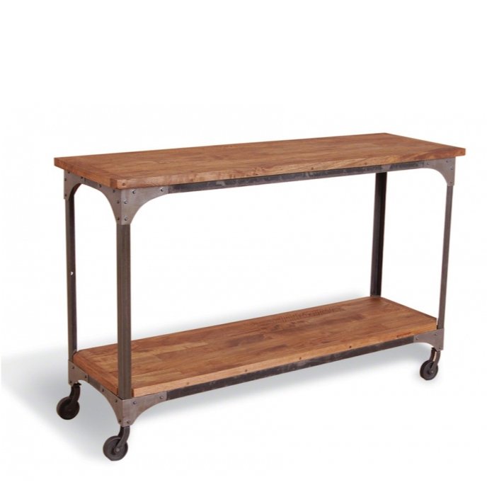   Industrial Metal Rust Console Table on Wheels   -- | Loft Concept 