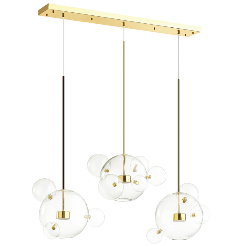 Люстра Transparent Bubble Chandelier Gold Line Глянцевое золото Прозрачный в Ростове-на-Дону | Loft Concept 