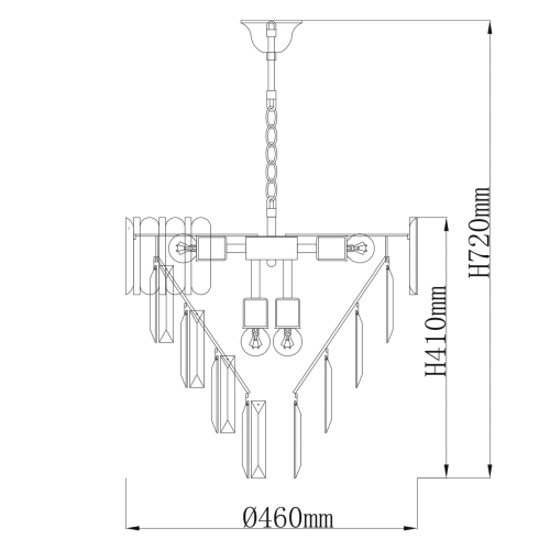 Люстра из черного металла с многоярусными подвесками из прозрачного хрусталя на золотой цепи Empire Black Chandelier Crystal в Ростове-на-Дону