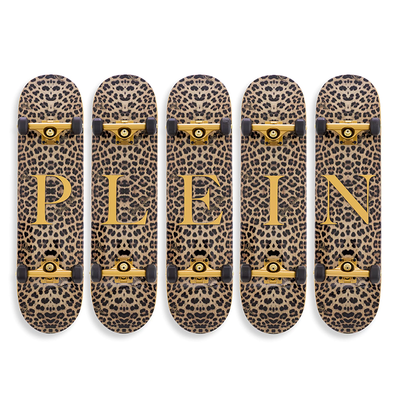 Арт-объект на стену Philipp Plein Skateboard Leopard PLEIN Бежевый Коричневый Черный Золотой в Ростове-на-Дону | Loft Concept 