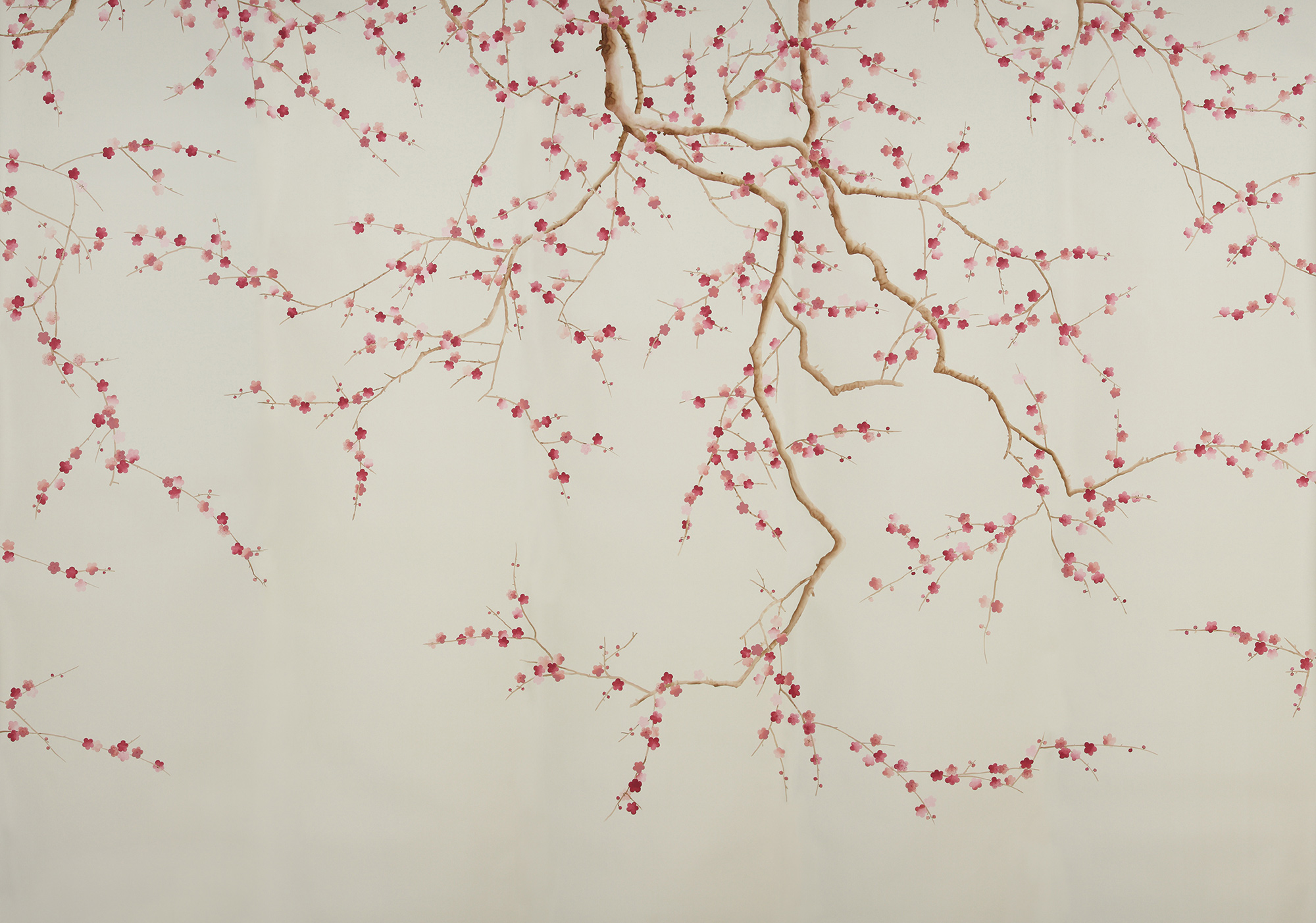 Обои ручная роспись Plum Blossom Blossom on Satin Grey dyed silk Обои ручная роспись Plum Blossom Blossom on Satin Grey dyed silk - постер Loft-Concept в Ростове-на-Дону