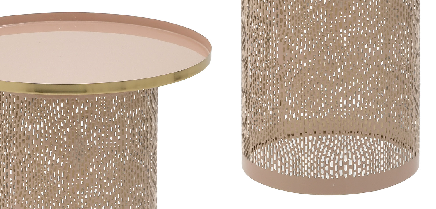 Круглый металлический приставной стол Azure Pink Pastel Metal Table - фото