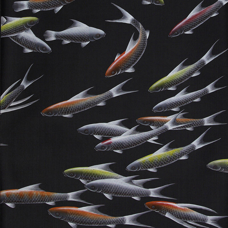    Fishes Koi on Pitch dyed silk   -- | Loft Concept 