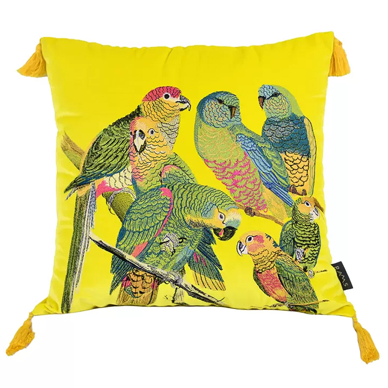     Embroidery Parrots Pillow Yellow    -- | Loft Concept 