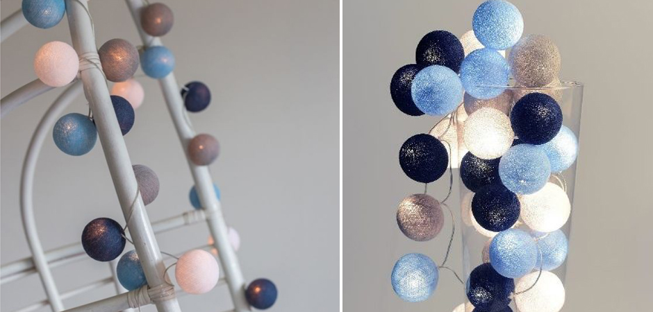 Гирлянда хлопковые фонарики Сotton Ball Sailor Blue - Loft-Concept в Ростове-на-Дону