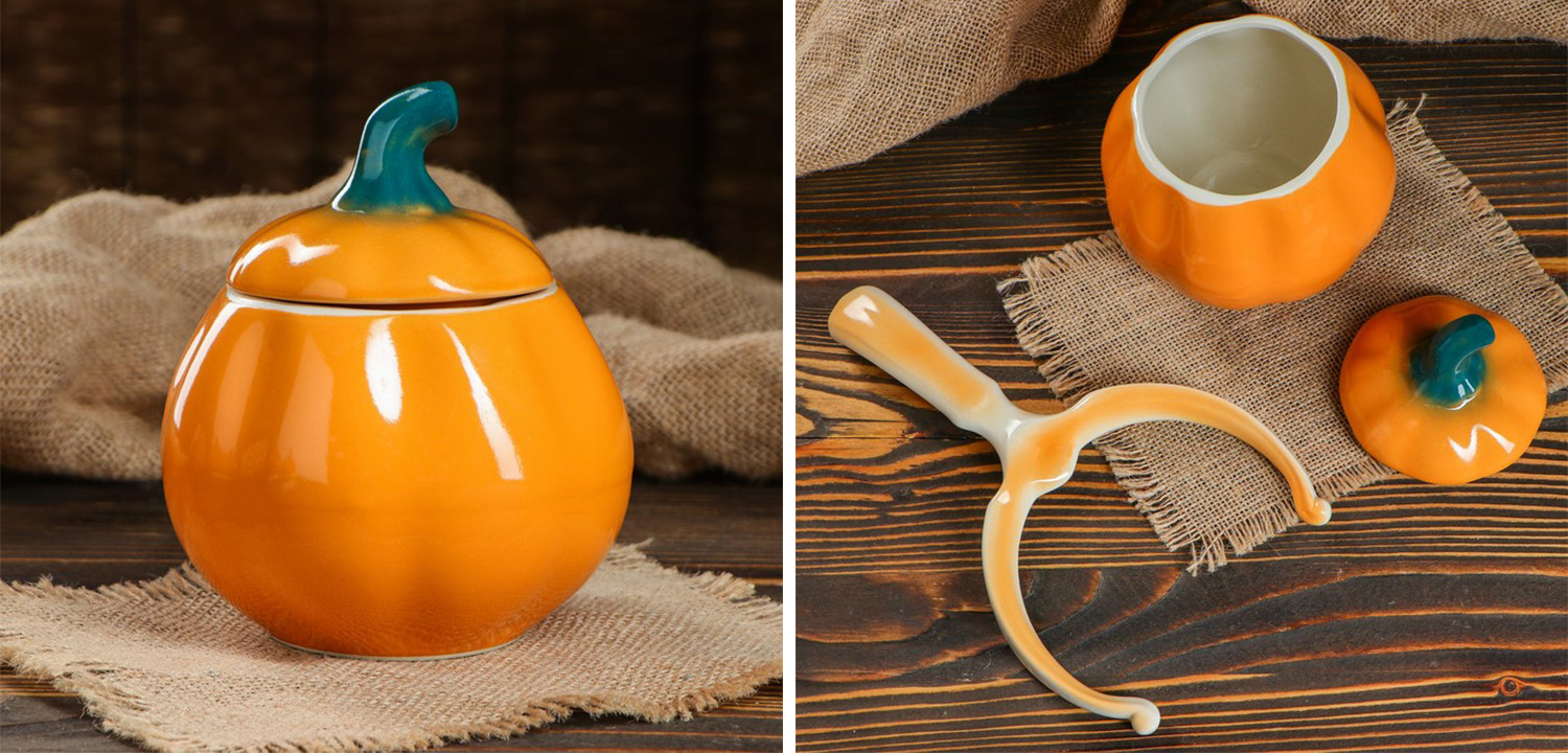 Набор керамических горшочков Pumpkin - фото