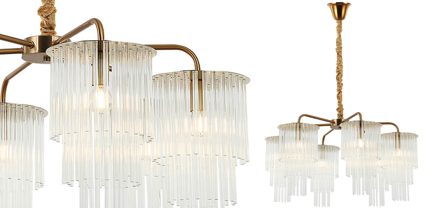 Люстра Harrison Chandelier gold 6 lamp - фото