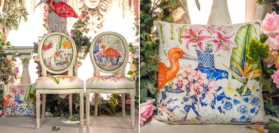 Декоративная подушка Flowers and Scarlet Ibis Pillow Декоративная подушка Flowers and Scarlet Ibis Pillow - Loft-Concept в Ростове-на-Дону