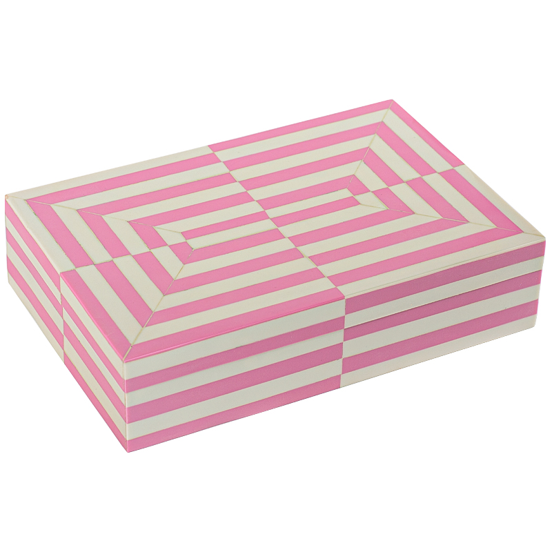  Pink White Stripes Bone Inlay Box    -- | Loft Concept 