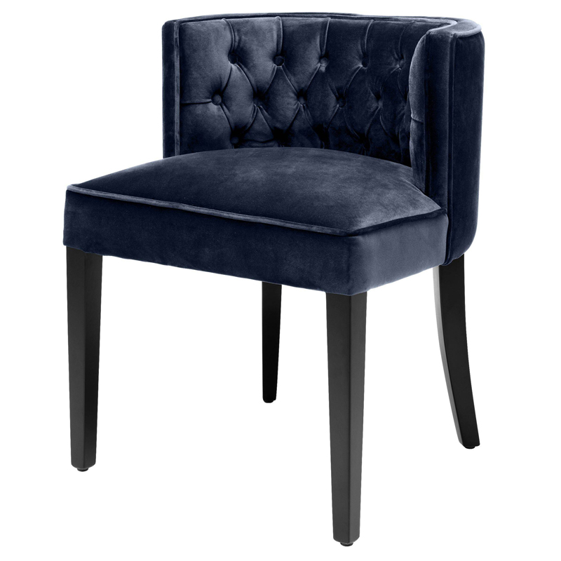 Стул Eichholtz Dining Chair Dearborn blue Темно-синий Черный в Ростове-на-Дону | Loft Concept 