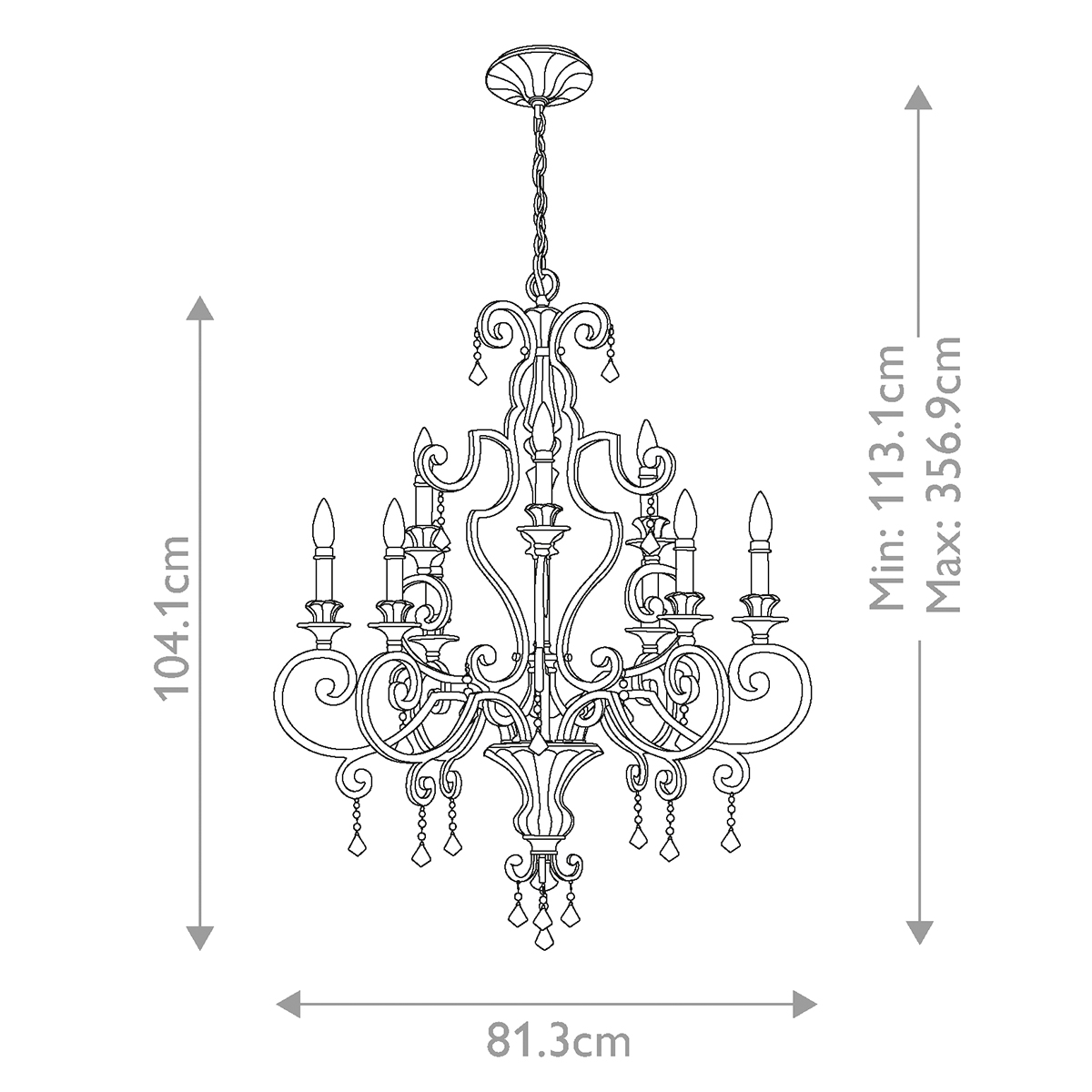 Люстра с подвесками из прозрачного стекла на кованом каркасе бронзового цвета в классическом стиле Quoizel в Ростове-на-Дону